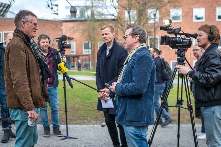 Anders Tegnell during the daily press conference outside the Karolinska Institute.